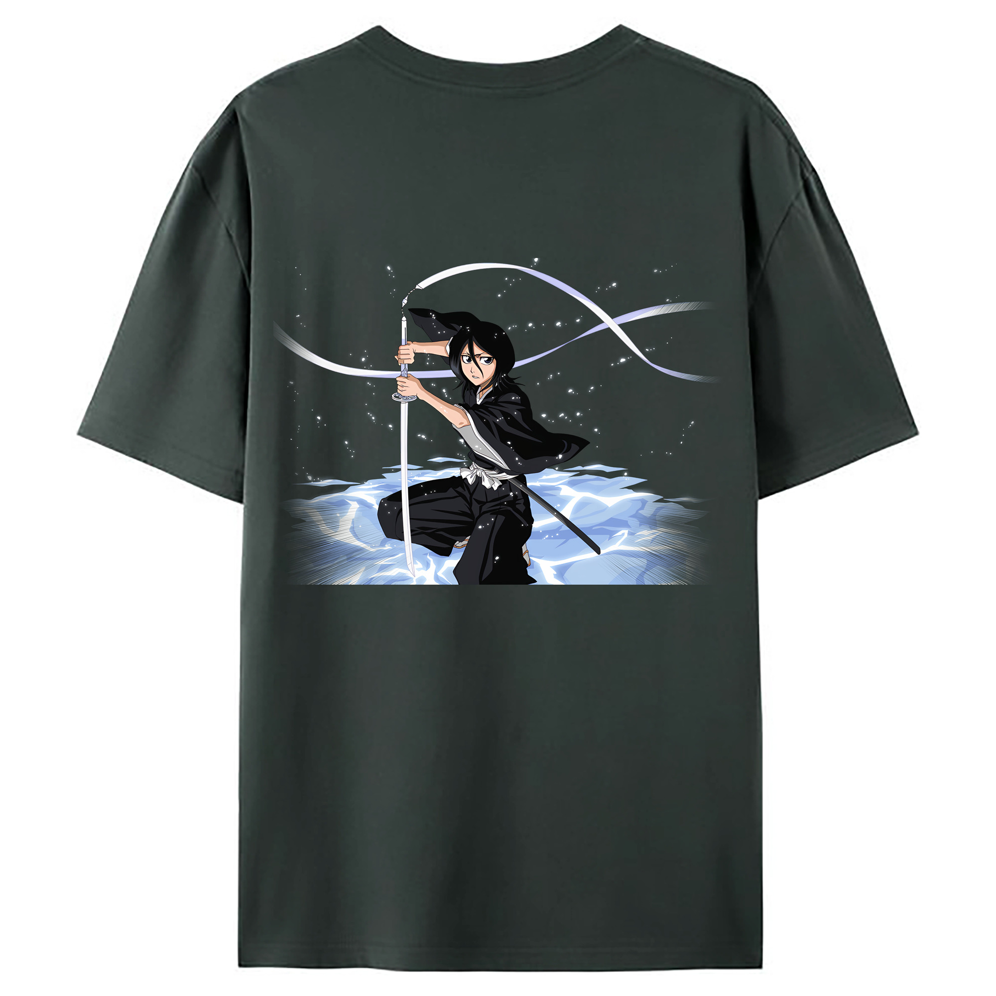 （画像用） ブリーチ 朽木ルキア BLEACH Kuchiki Rukia 綿100％ メンズ半袖Tシャツ（バックプリント） 通気性